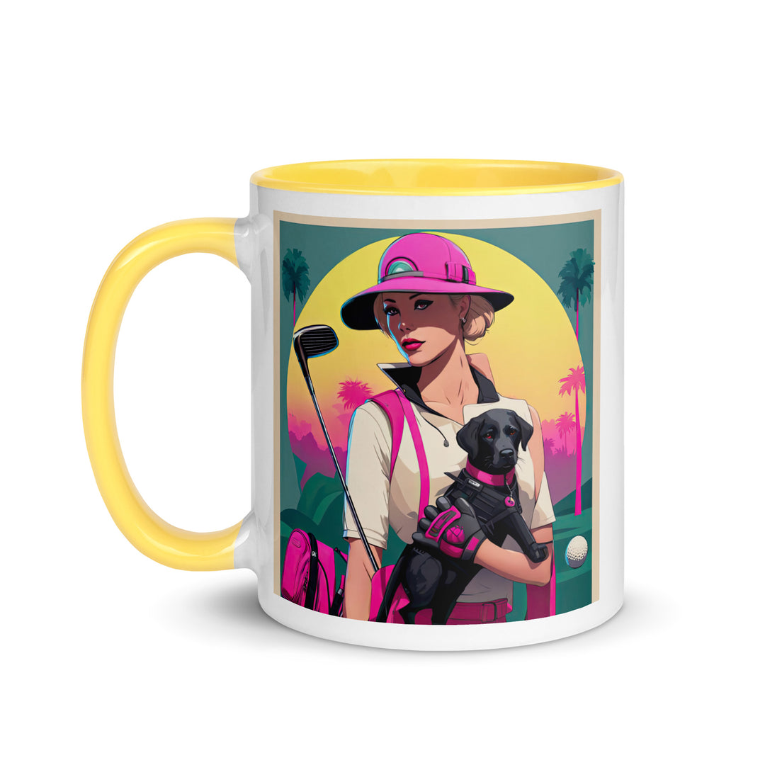 Mug with Color Inside-Labrador Retriever Golfer