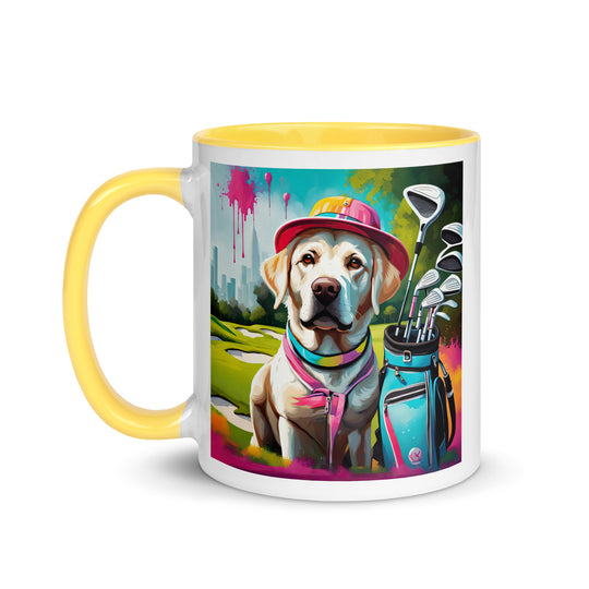 Mug with Color Inside-Labrador Retriever Golfer v9