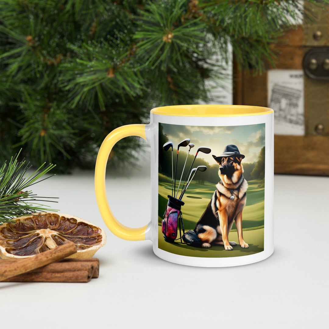 German Shepherd Golfer- Mug with Color Inside