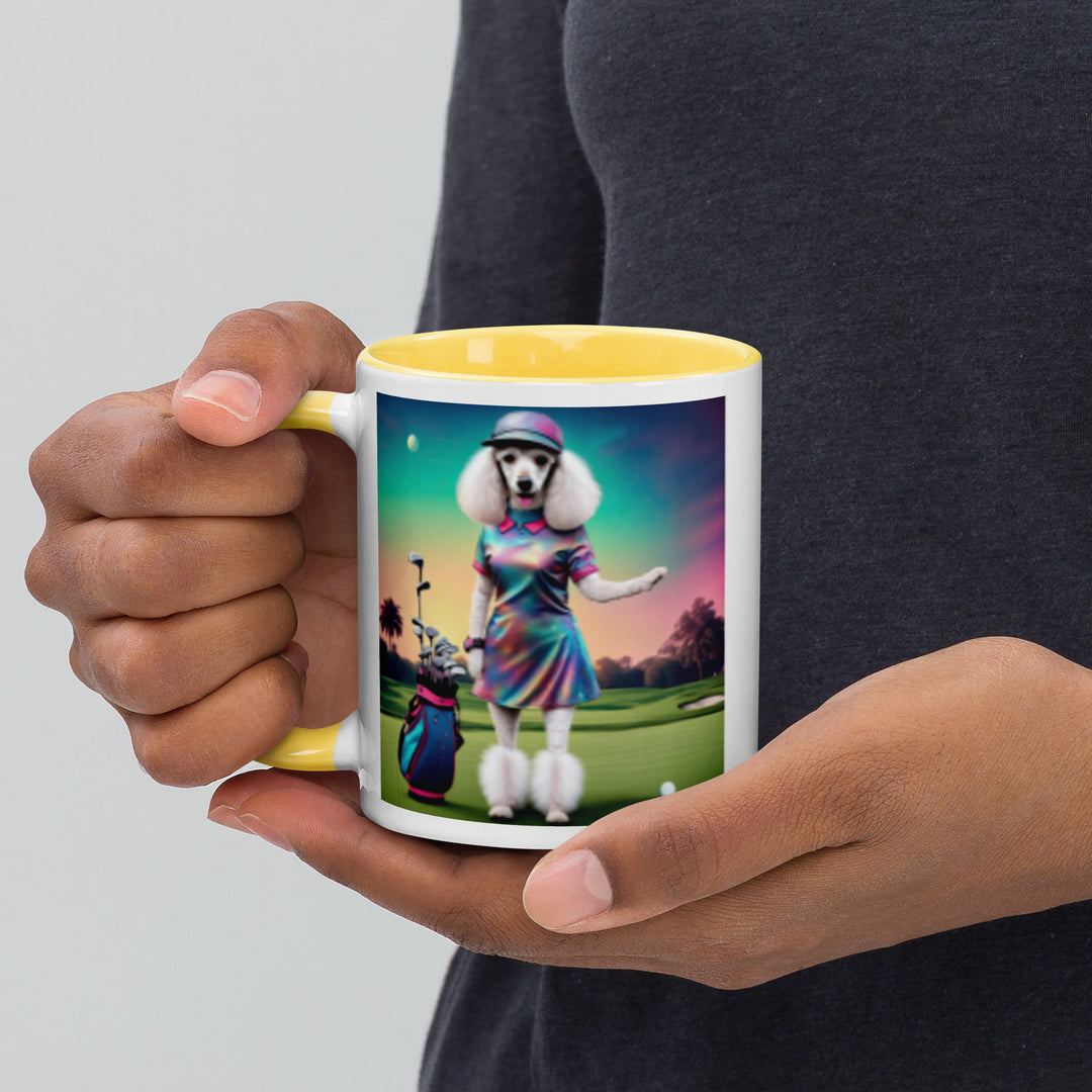Poodle Golfer- Mug with Color Inside