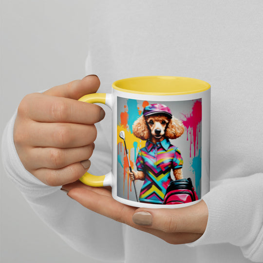 Poodle Golfer- Mug with Color Inside v4