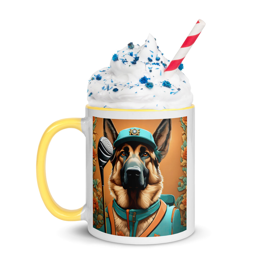 German Shepherd Golfer- Mug with Color Inside V2