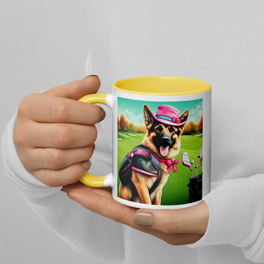 German Shepherd Golfer- Mug with Color Inside V3