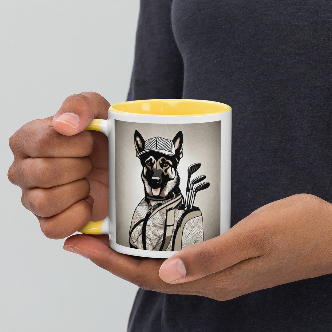 German Shepherd Golfer- Mug with Color Inside V5