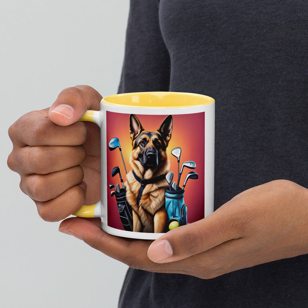 German Shepherd Golfer- Mug with Color Inside V7