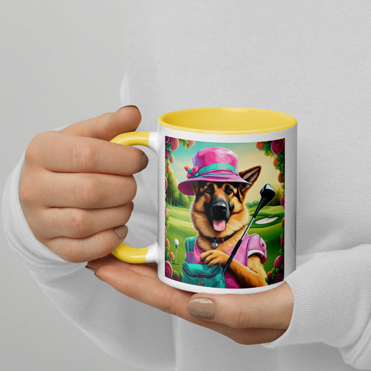 German Shepherd Golfer- Mug with Color Inside V9