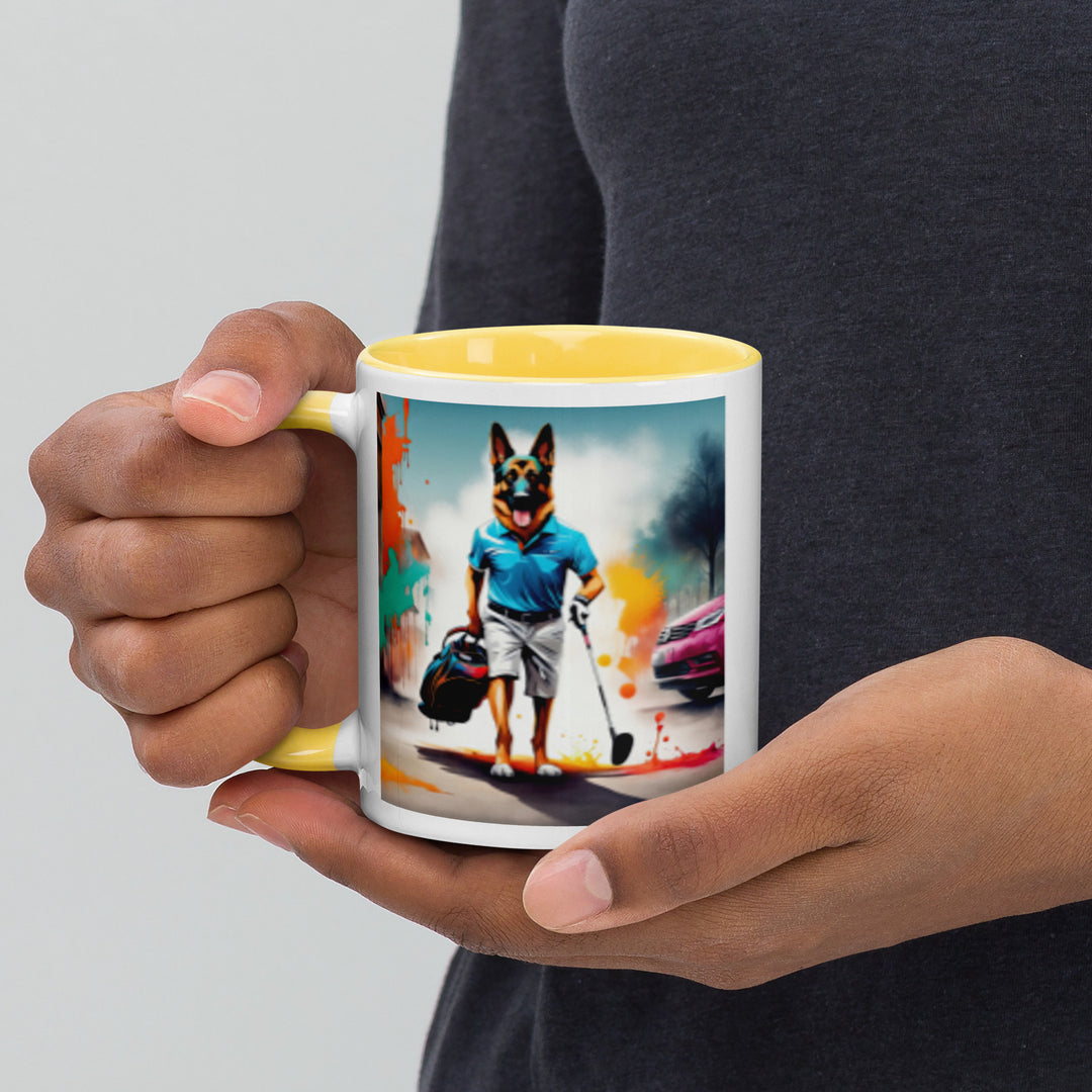 German Shepherd Golfer- Mug with Color Inside V12