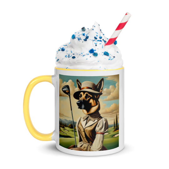 German Shepherd Golfer- Mug with Color Inside V14