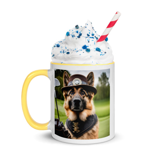 German Shepherd Golfer- Mug with Color Inside V16