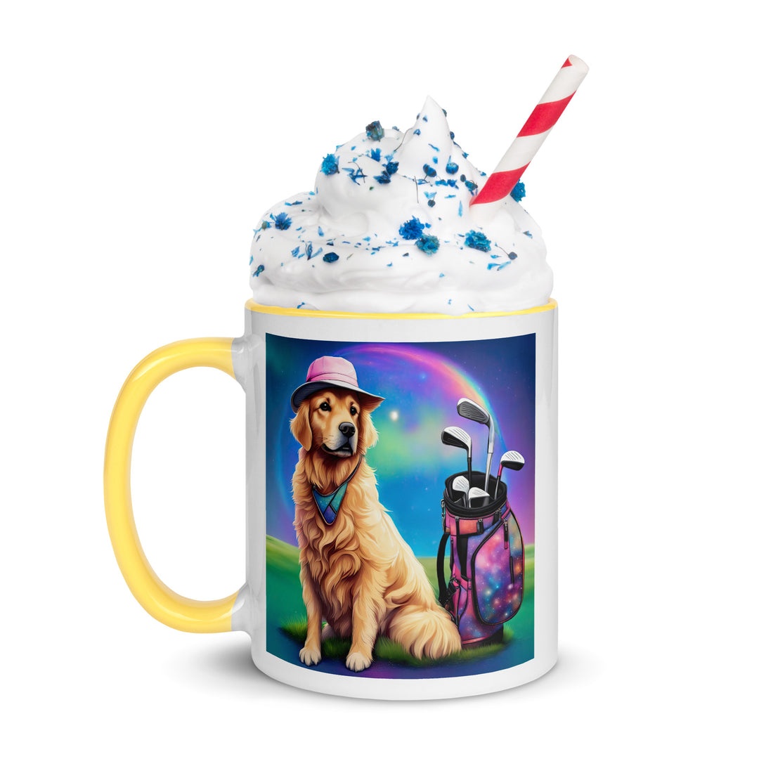 Golden Retriever Golfer- Mug with Color Inside V2