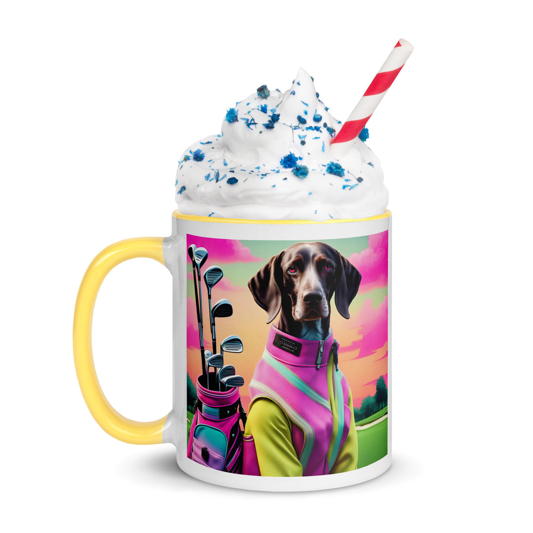 German Shorthaired Pointer Golfer- Mug with Color Inside v3