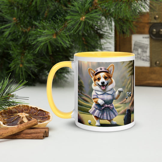 Pembroke Welsh Corgi Golfer- Mug with Color Inside v2