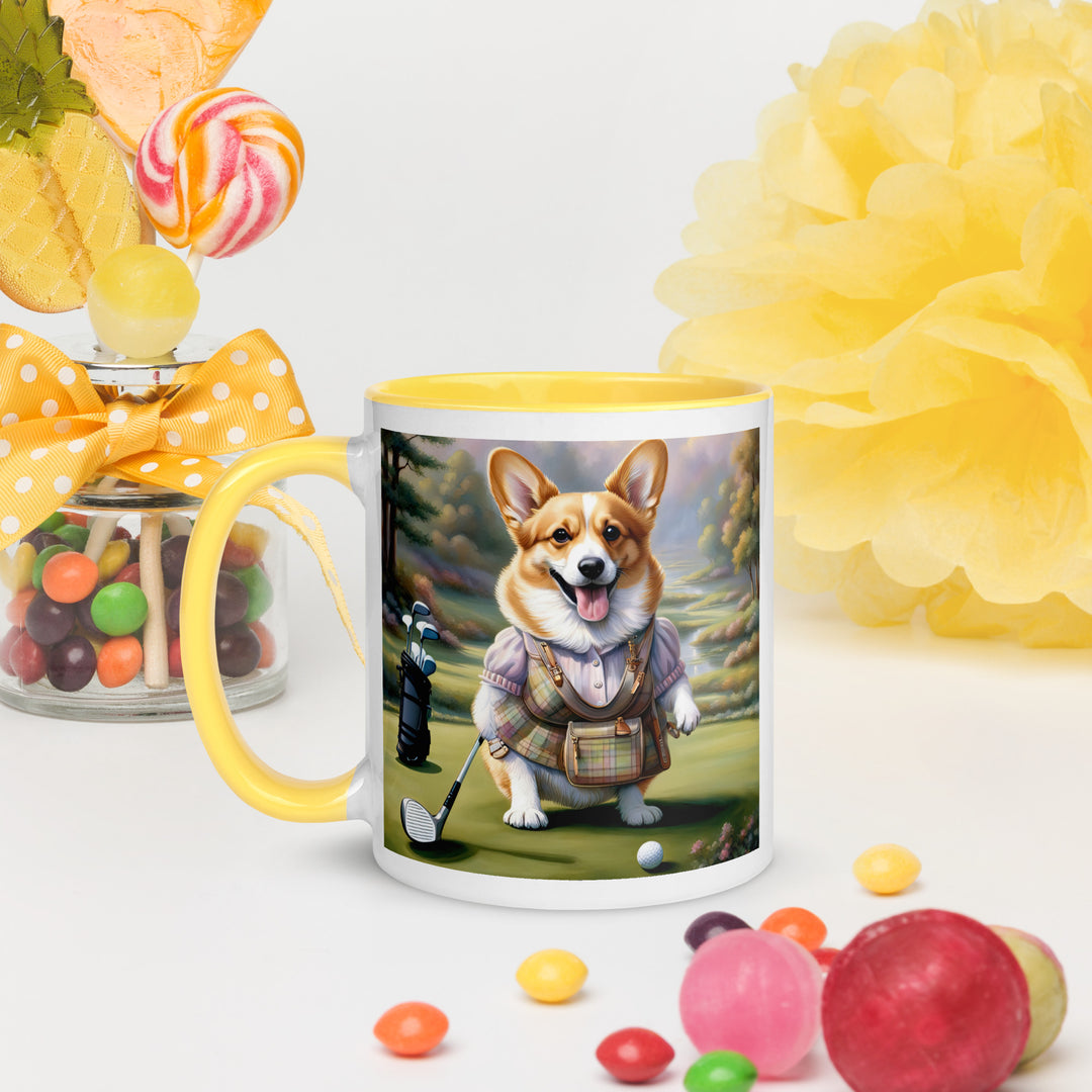 Pembroke Welsh Corgi Golfer- Mug with Color Inside v3