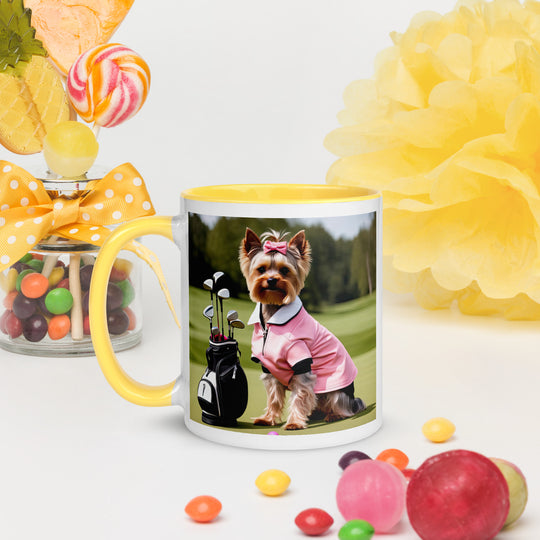 Yorkshire Terrier Golfer- Mug with Color Inside v2