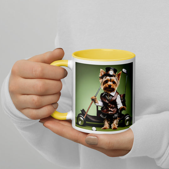 Yorkshire Terrier Golfer- Mug with Color Inside v4