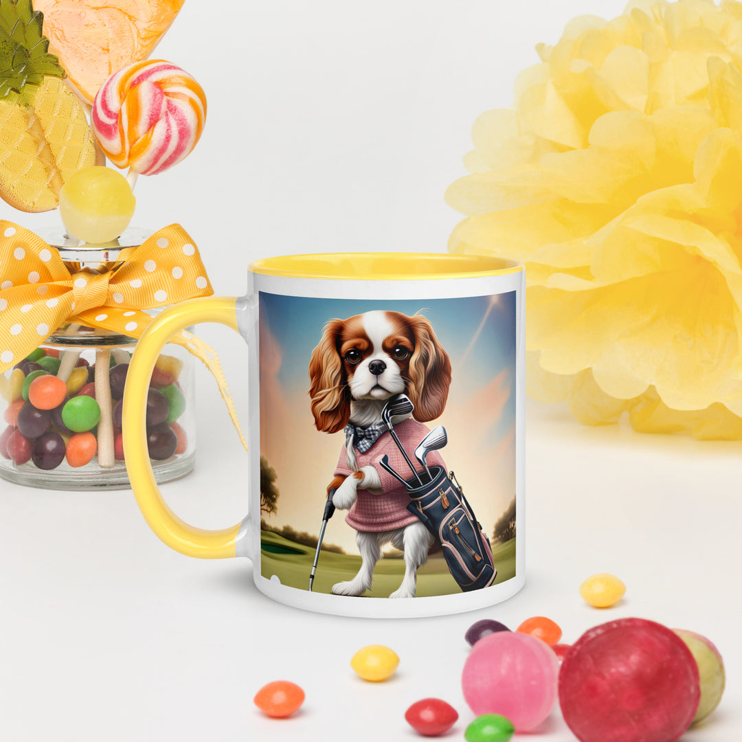 Cavalier King Charles Spaniel Golfer- Mug with Color Inside v2