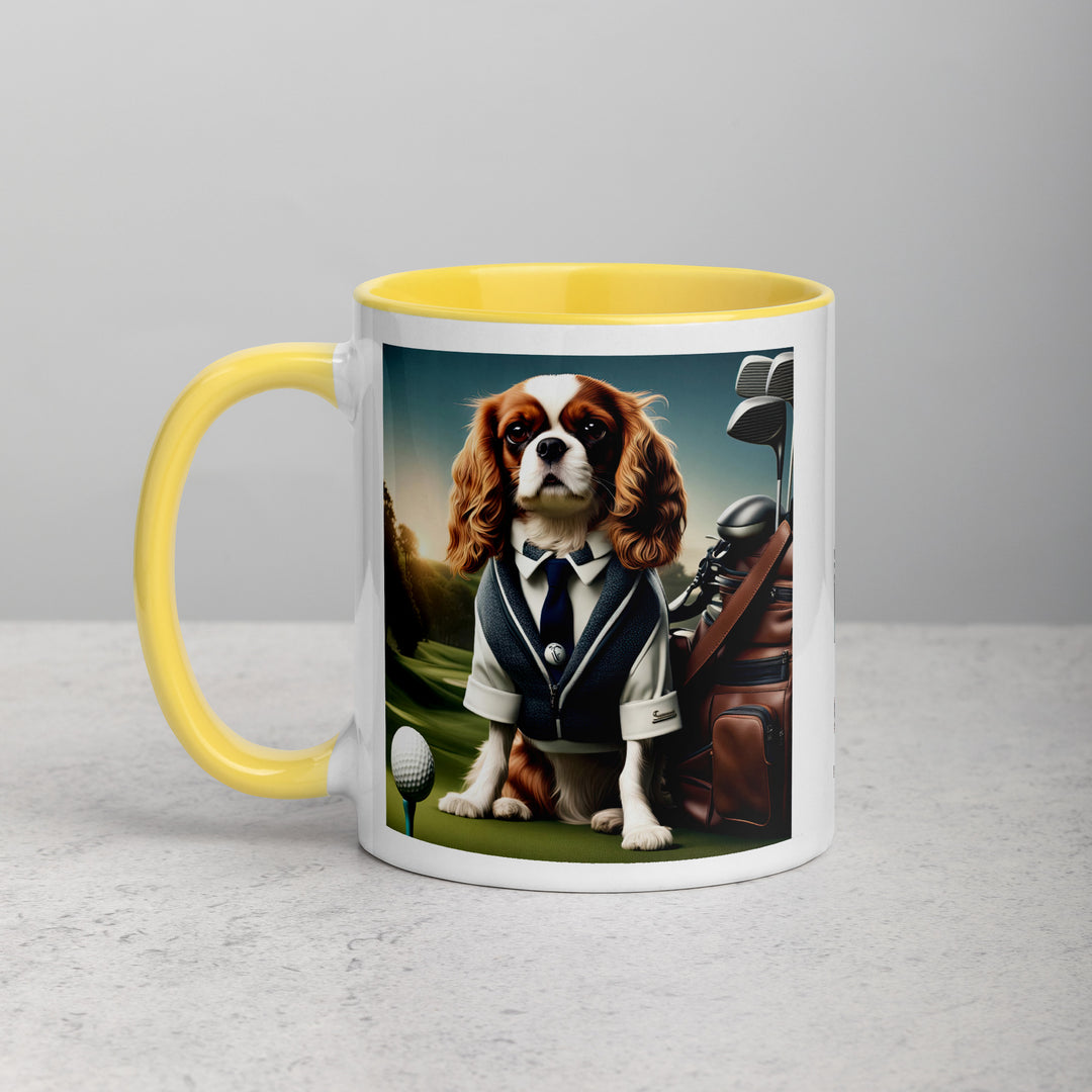 Cavalier King Charles Spaniel Golfer- Mug with Color Inside v3