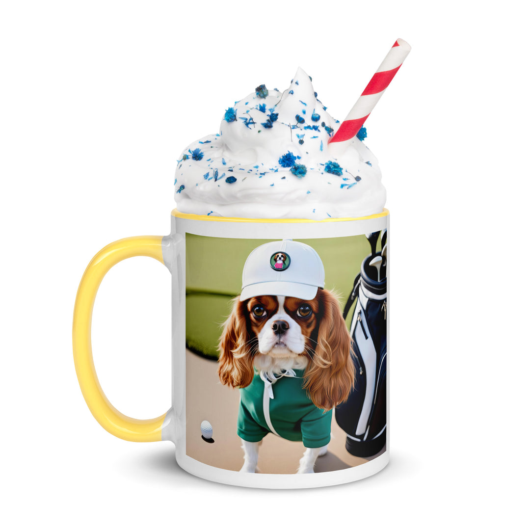 Cavalier King Charles Spaniel Golfer- Mug with Color Inside v4