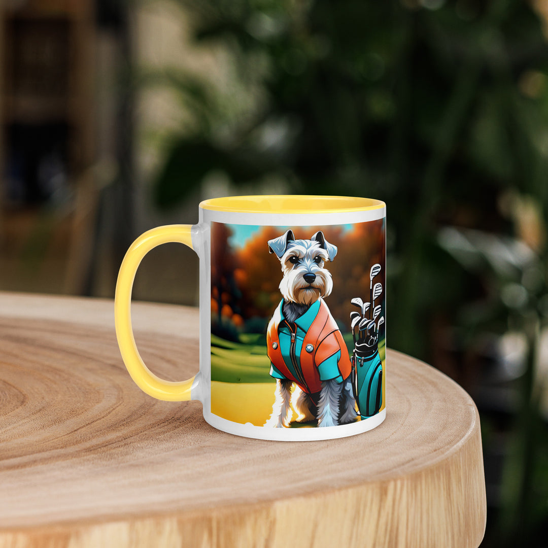 Miniature Schnauzer Golfer- Mug with Color Inside v2