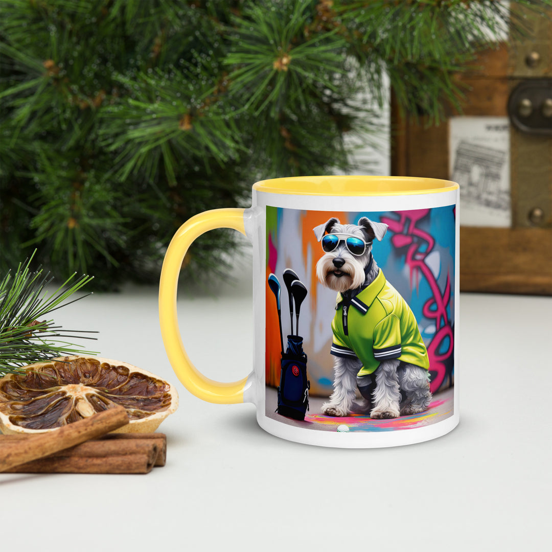 Miniature Schnauzer Golfer- Mug with Color Inside v3