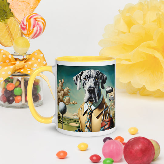 Great Dane Golfer- Mug with Color Inside v2