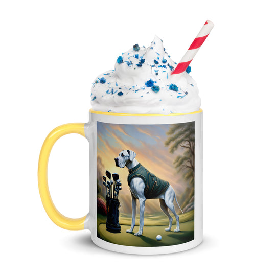 Great Dane Golfer- Mug with Color Inside v3