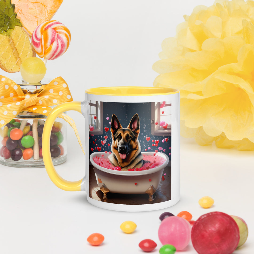 German Shepherd Romantic- Mug with Color Inside v3