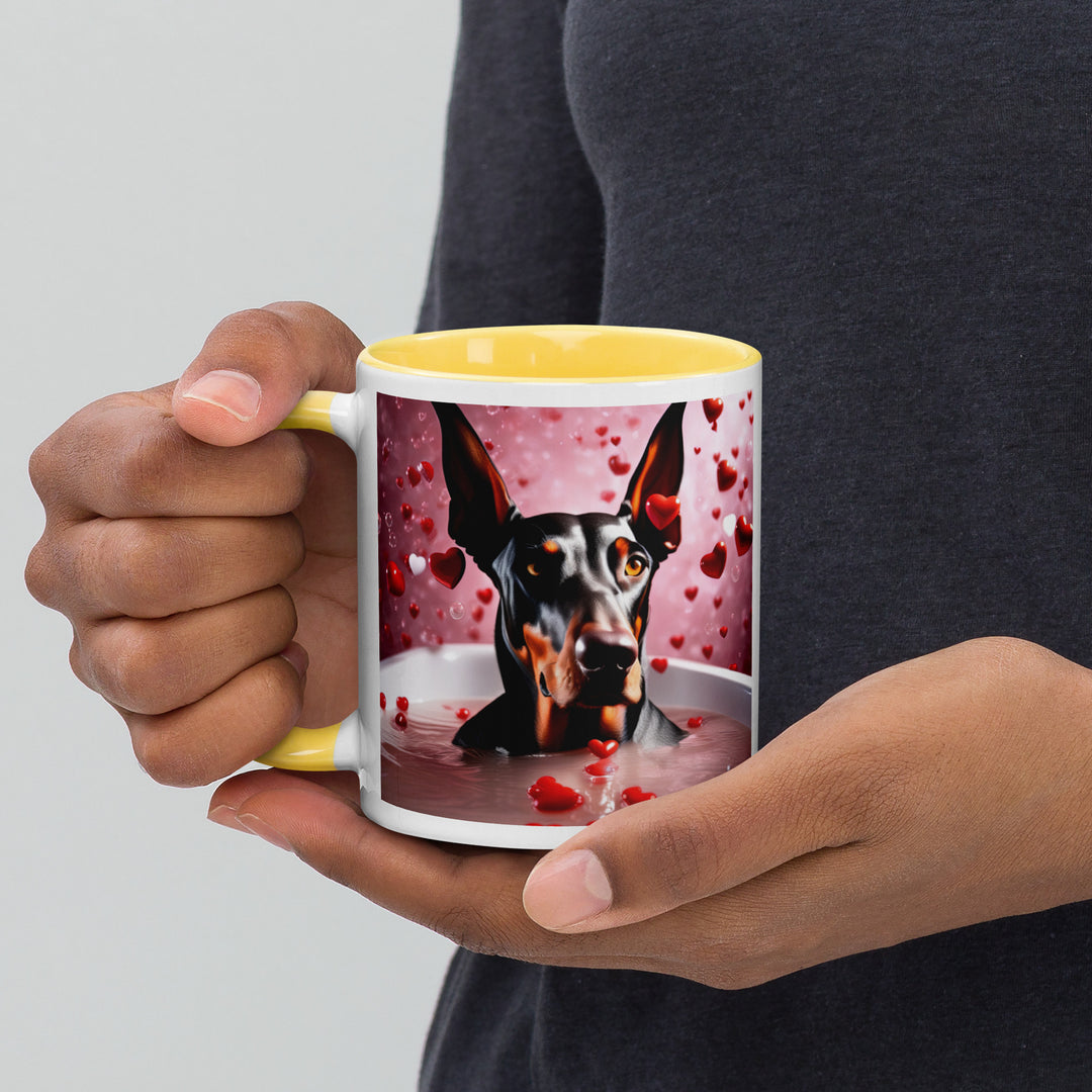 Doberman Pinscher Romantic- Mug with Color Inside v2