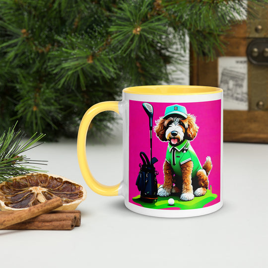 Bernedoodle Golfer- Mug with Color Inside v2