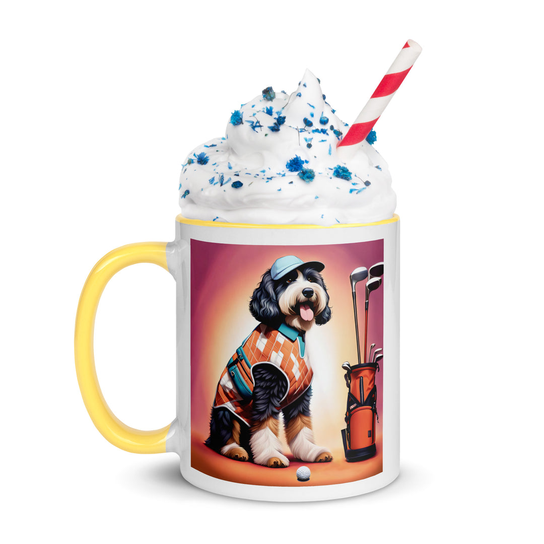 Bernedoodle Golfer- Mug with Color Inside v4