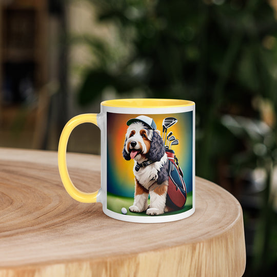 Bernedoodle Golfer- Mug with Color Inside v6