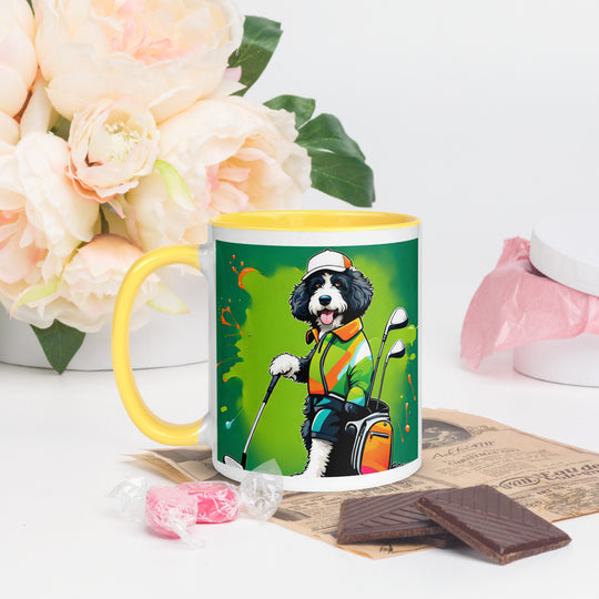 Bernedoodle Golfer- Mug with Color Inside v8