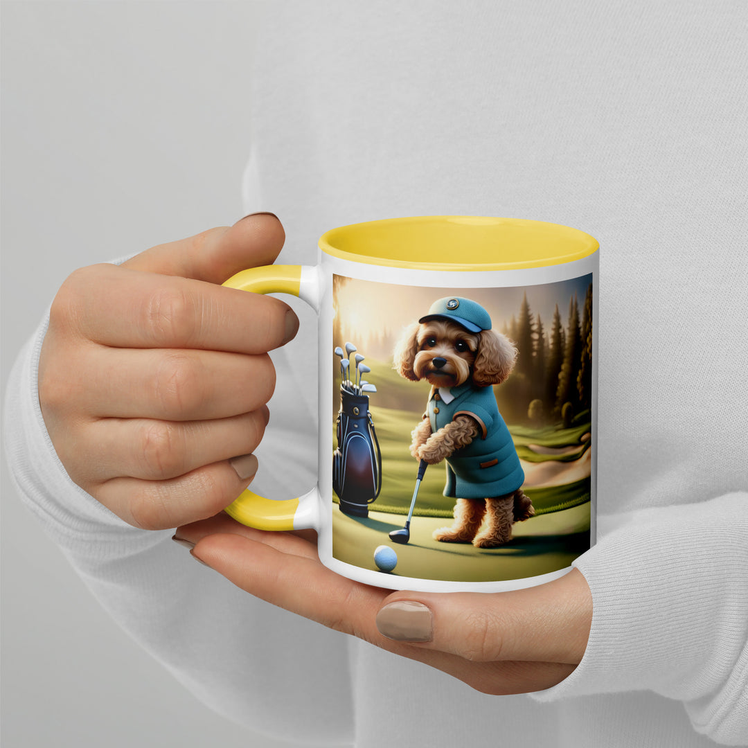 Cavapoo Golfer- Mug with Color Inside v5