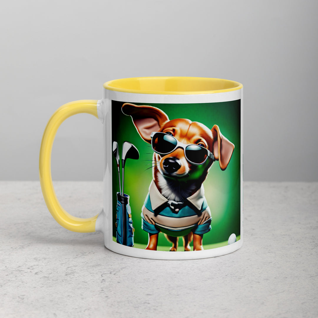 Chiweenie Golfer- Mug with Color Inside v6