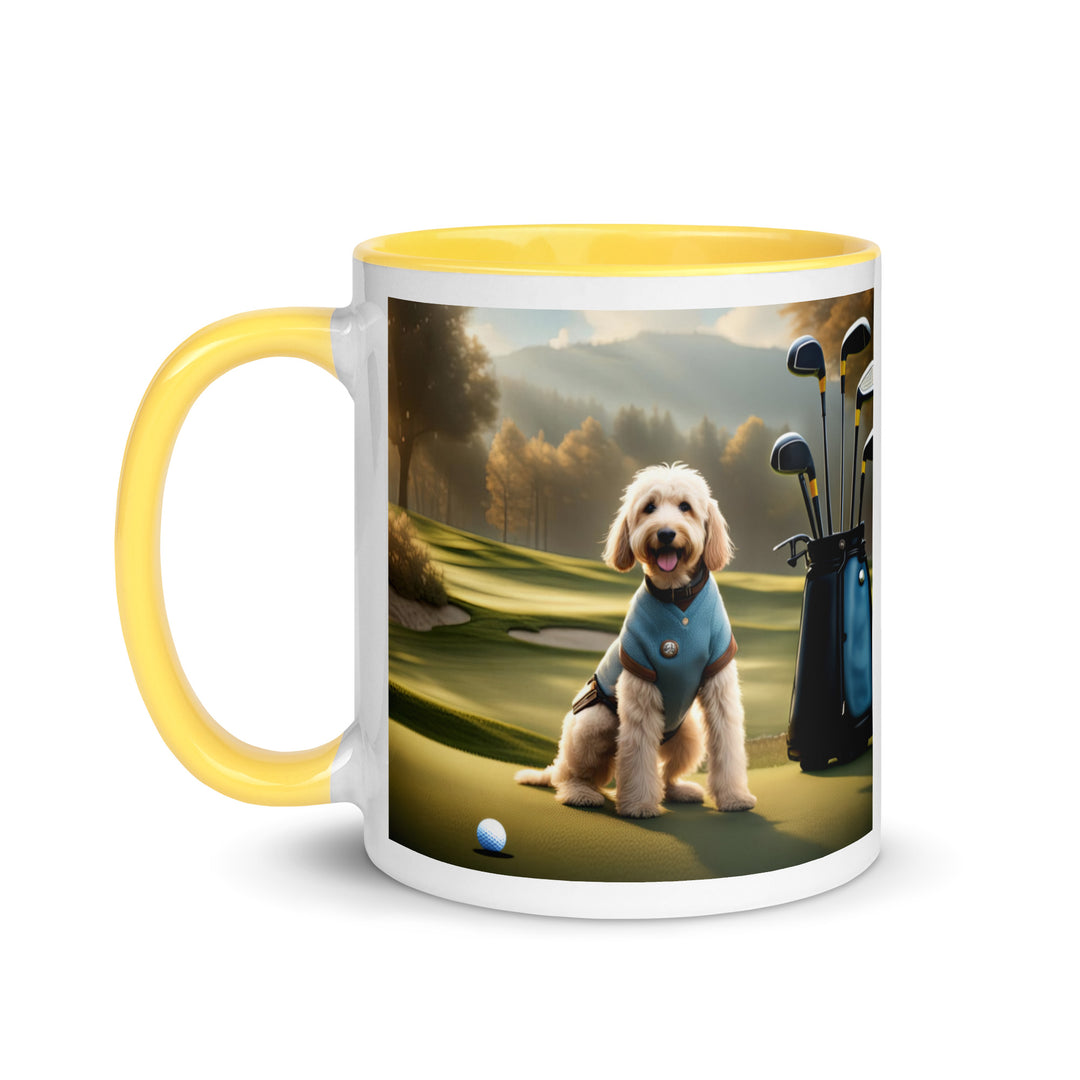 Goldendoodle Golfer- Mug with Color Inside