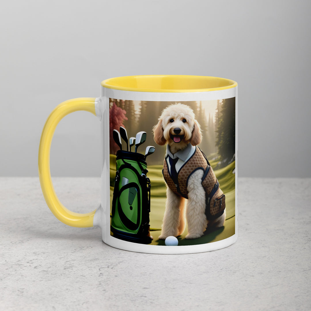 Goldendoodle Golfer- Mug with Color Inside v2