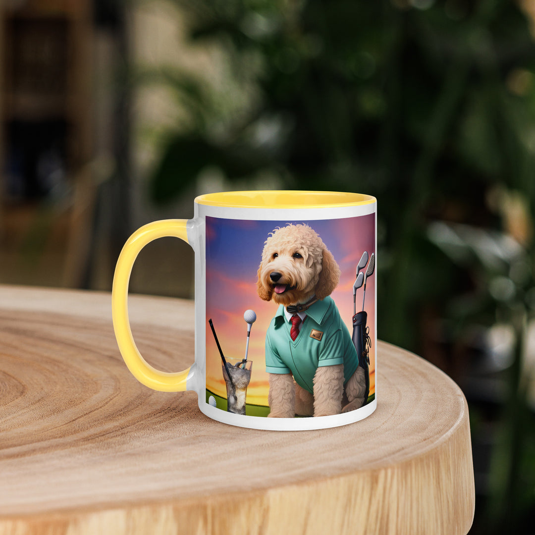 Goldendoodle Golfer- Mug with Color Inside v5