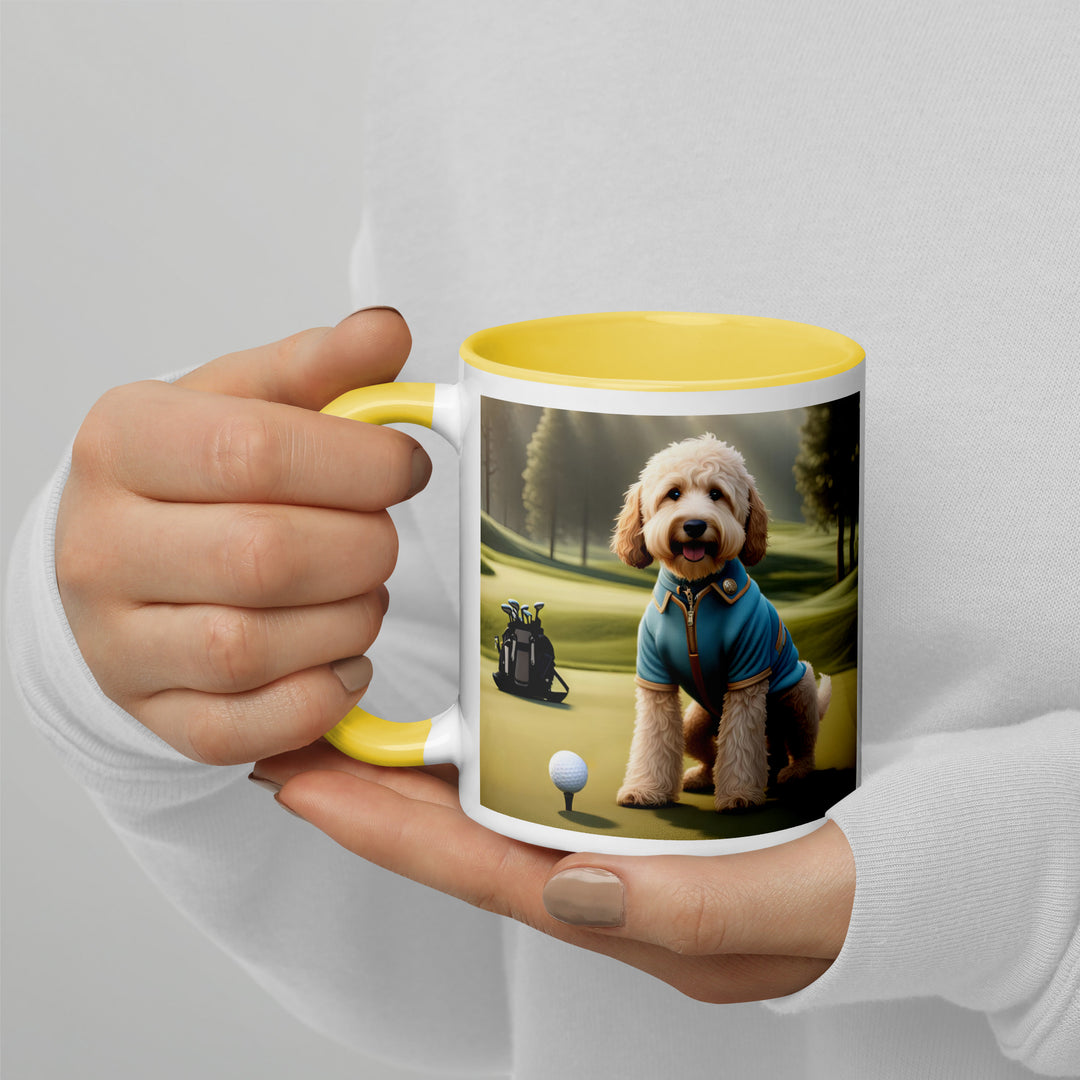 Goldendoodle Golfer- Mug with Color Inside v6