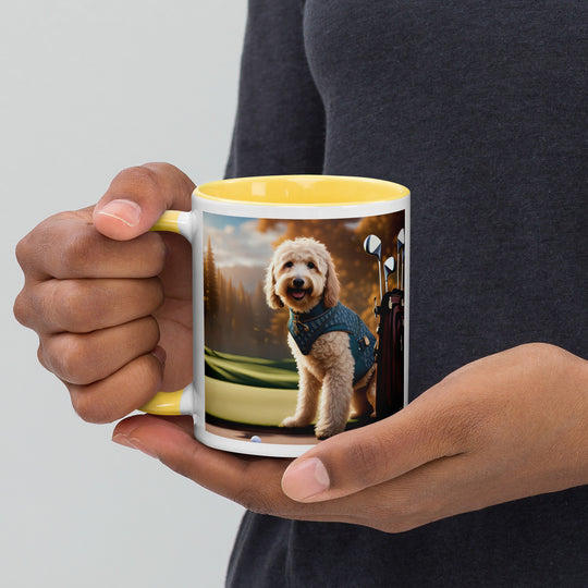 Goldendoodle Golfer- Mug with Color Inside v4