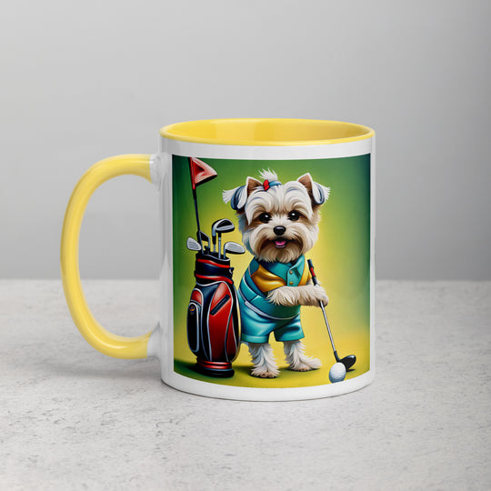 Morkie Golfer- Mug with Color Inside v4