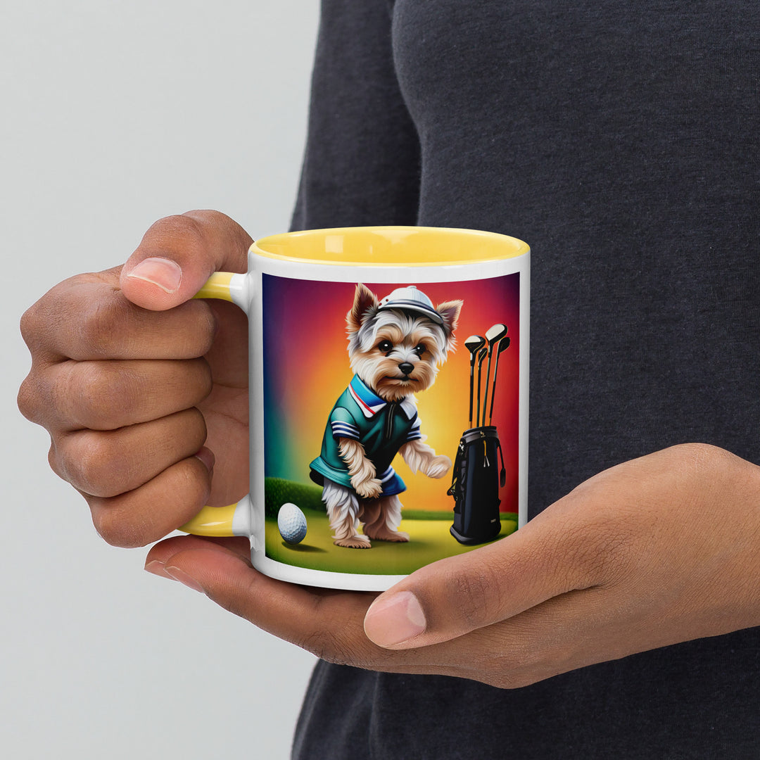 Morkie Golfer- Mug with Color Inside v5