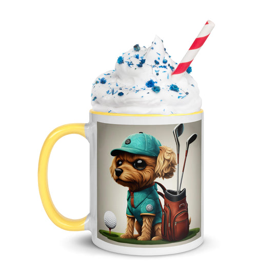 Pekapoo Golfer- Mug with Color Inside v7