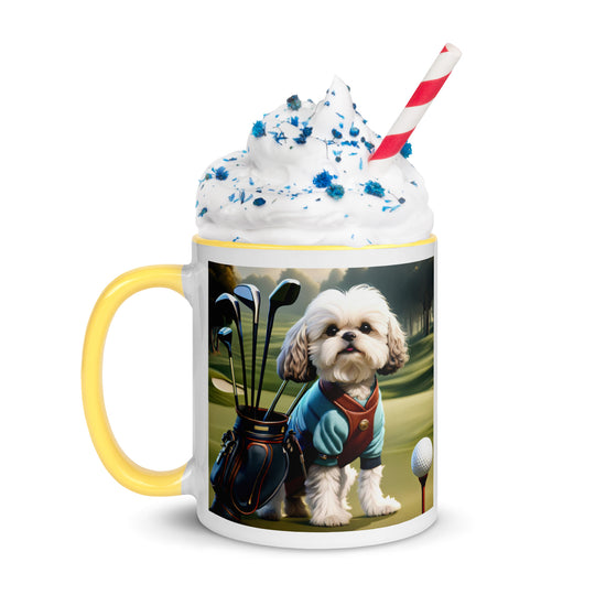 Shih-Poo Golfer- Mug with Color Inside v2