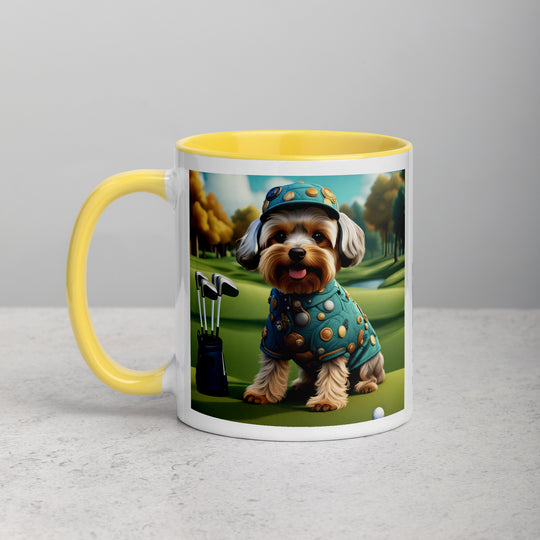 Yorkipoo Golfer- Mug with Color Inside v3