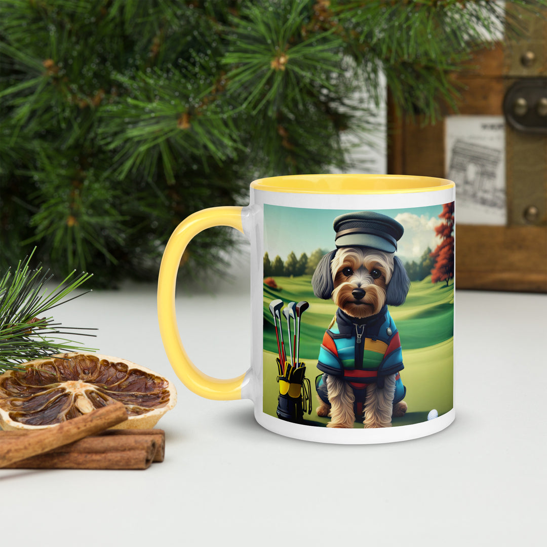 Yorkipoo Golfer- Mug with Color Inside v5