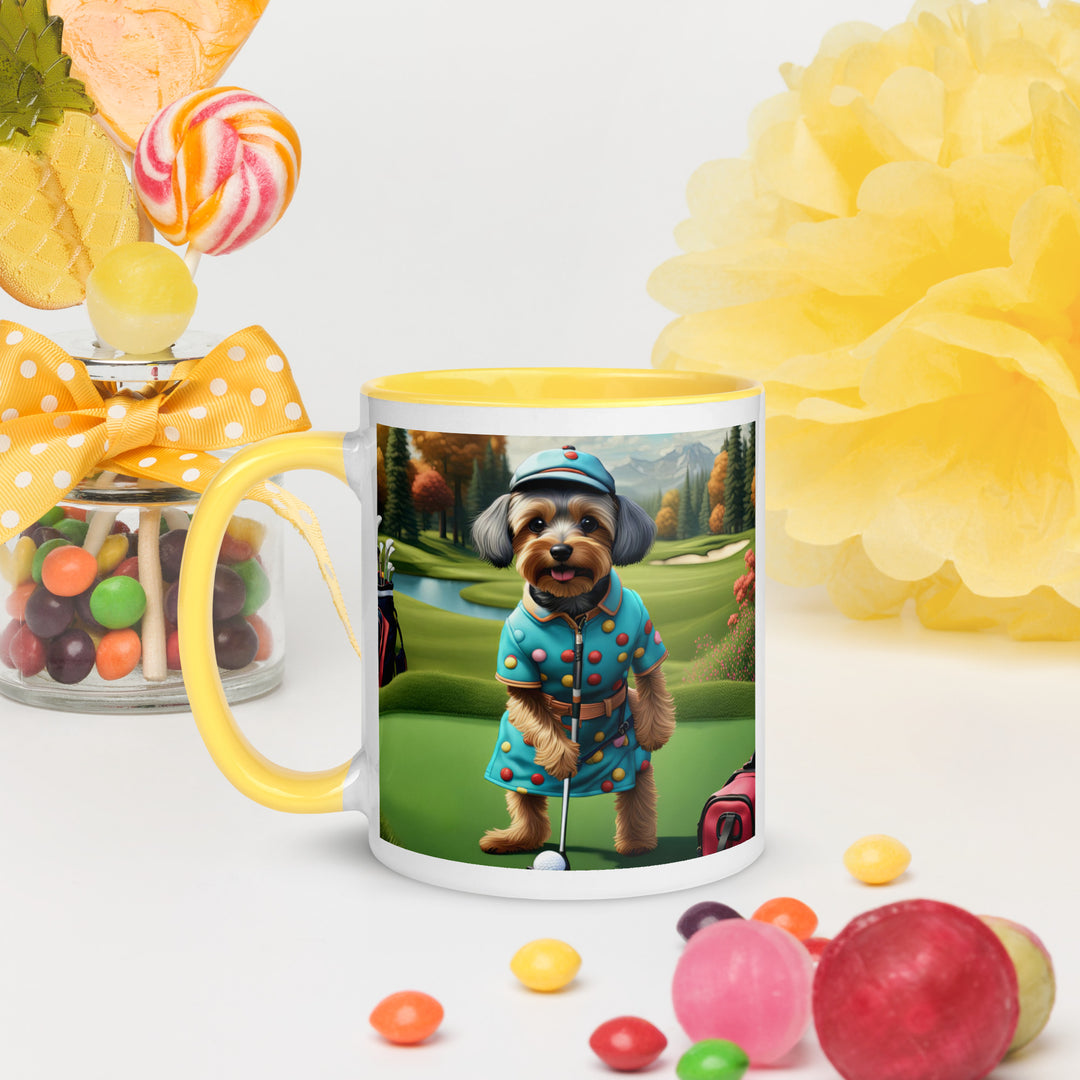 Yorkipoo Golfer- Mug with Color Inside v8