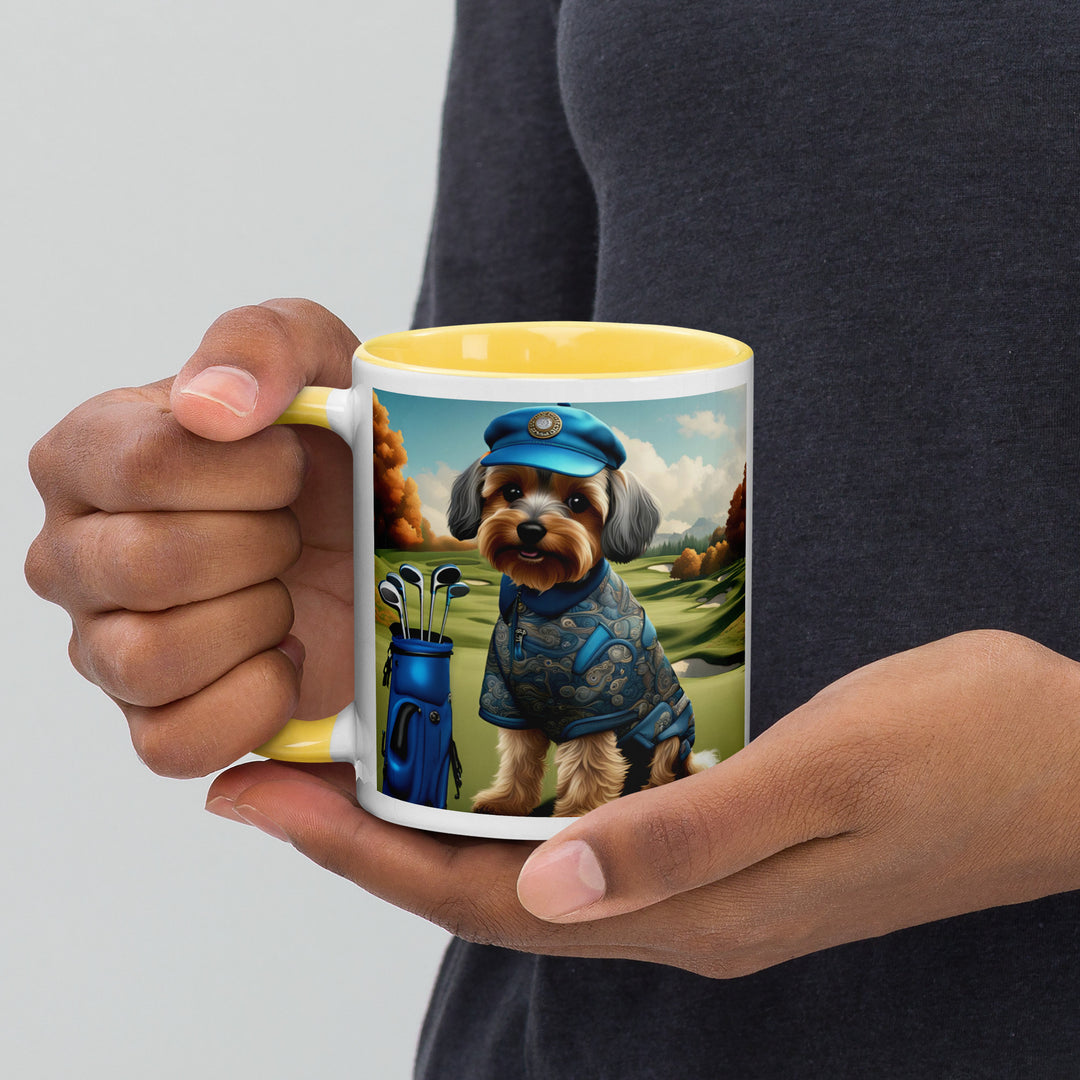 Yorkipoo Golfer- Mug with Color Inside v10