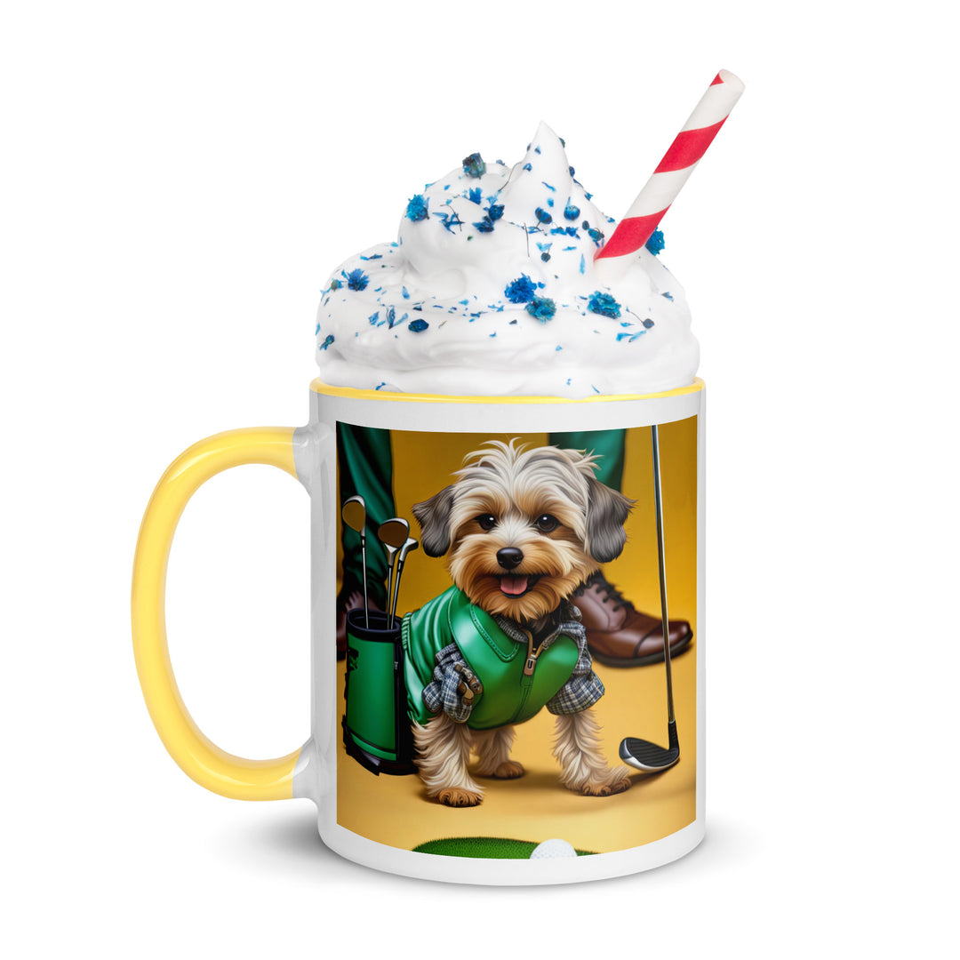 Yorkipoo Golfer- Mug with Color Inside v12