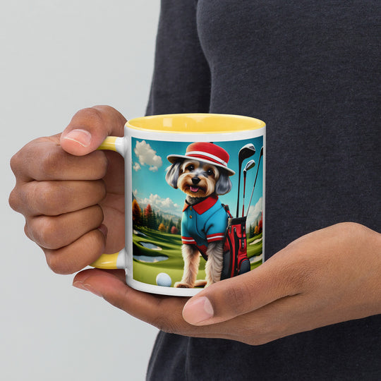 Yorkipoo Golfer- Mug with Color Inside v13