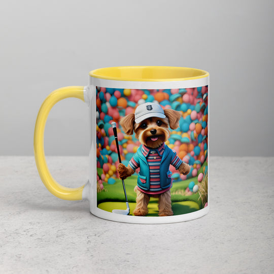 Yorkipoo Golfer- Mug with Color Inside v14